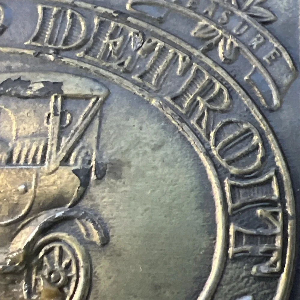 Vintage Henry Ford Detroit Automobiles Model T Car Record Year Belt Buckle